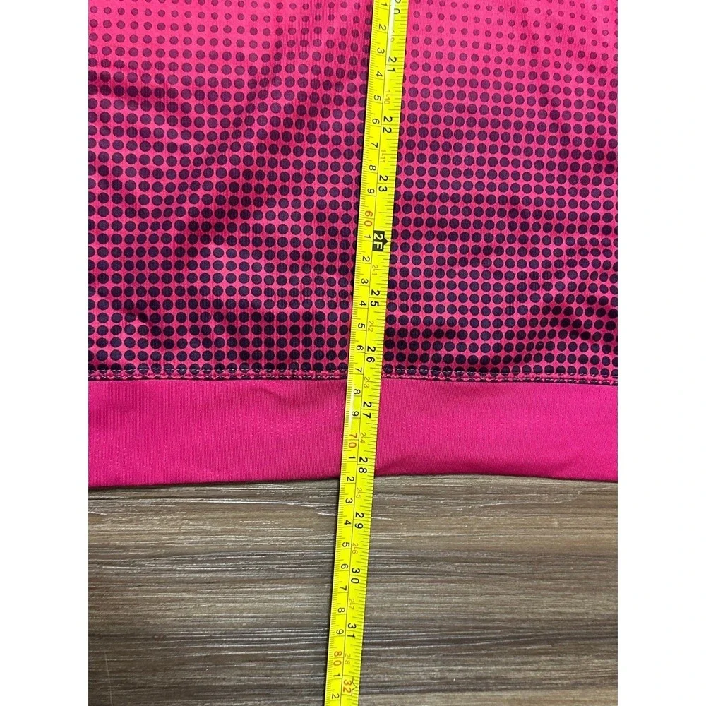 Nike Golf Tour Performance Women Pink Dot Print Snap Polo Mock Neck Shirt Sz XL
